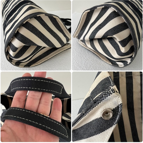 HERMES Striped 'Cannes' large Tote Fourre-tout bag + attached Hermès case - Picture 13 of 16